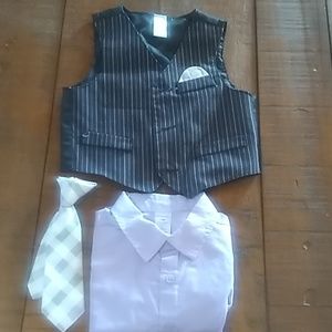 Boys George 12m vest,shirt,clip on tie